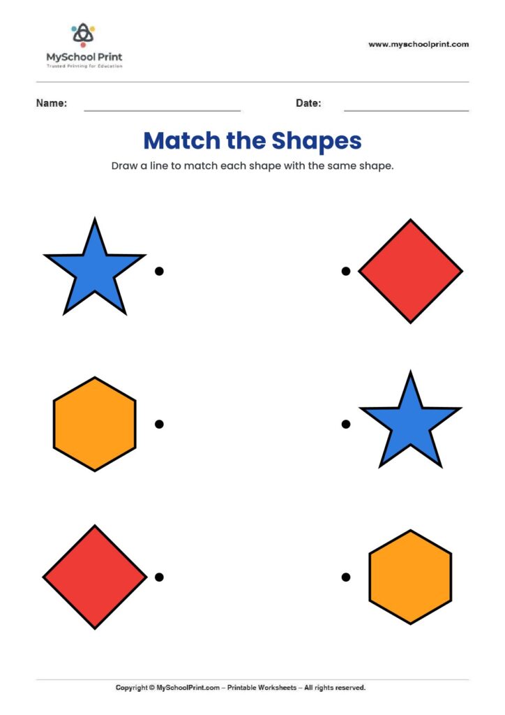 shape matching worksheet 4 for preschool and kindergarten