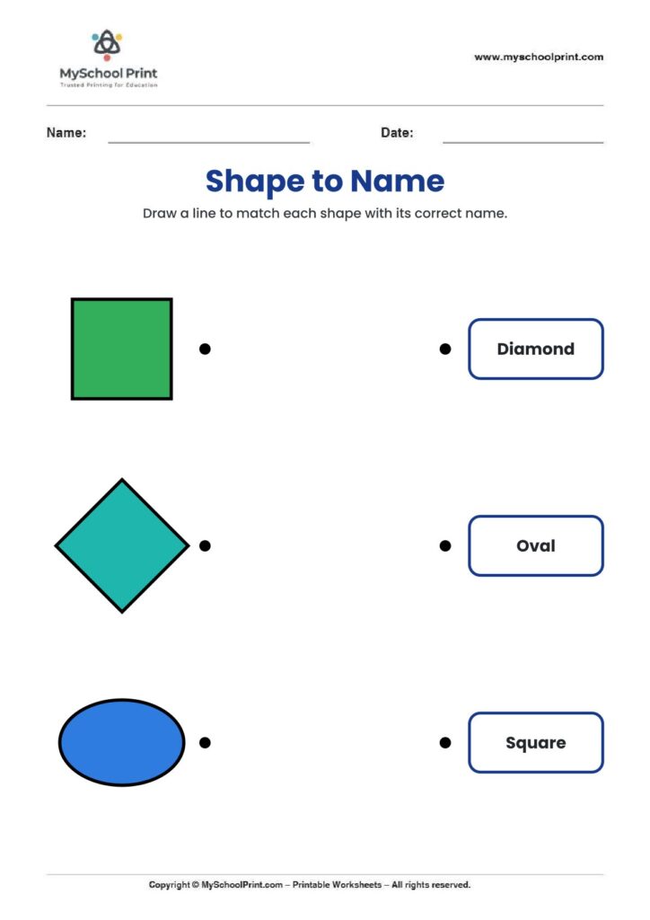 shape matching worksheet 40 for preschool and kindergarten