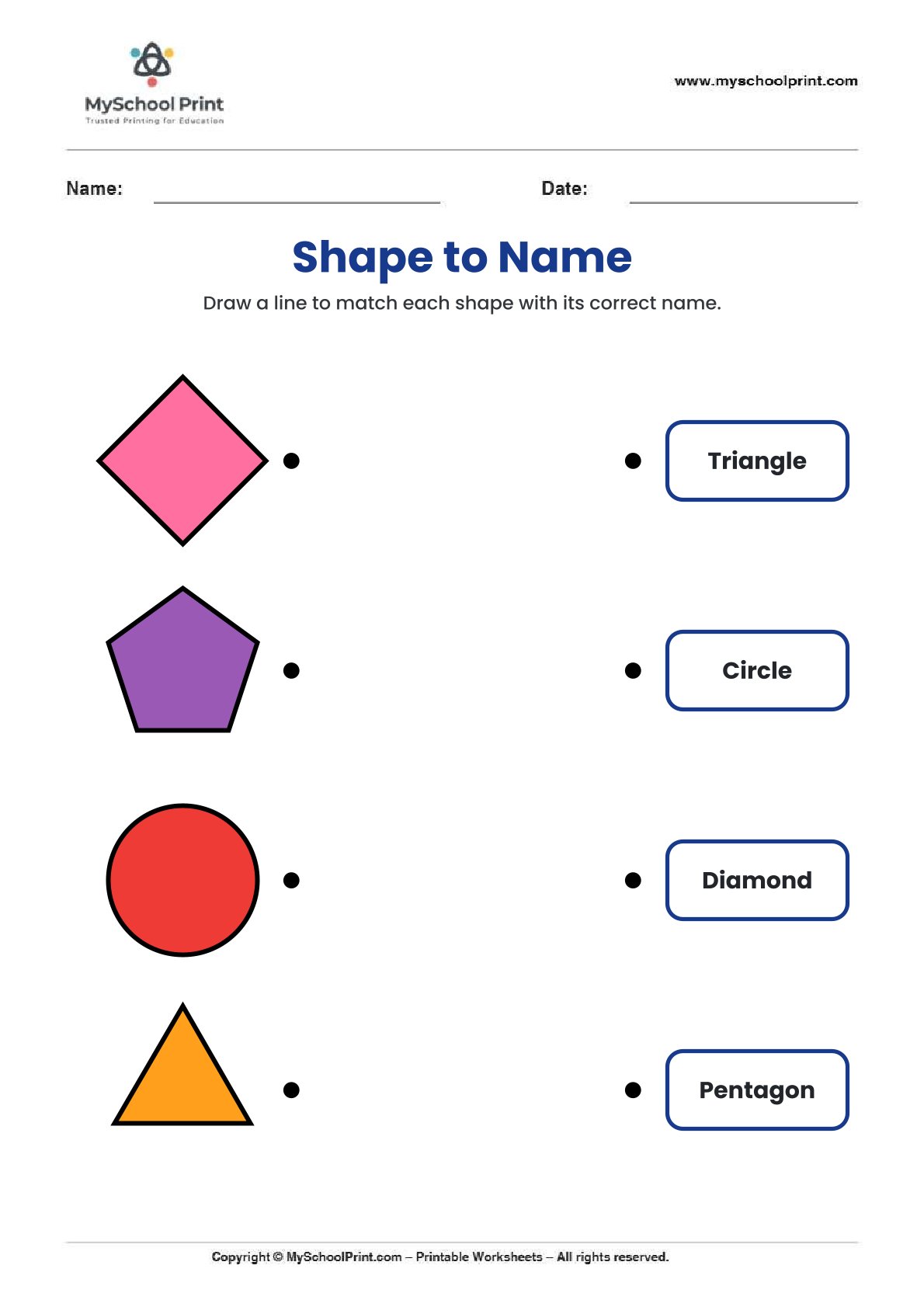 shape matching worksheet 42 for preschool and kindergarten