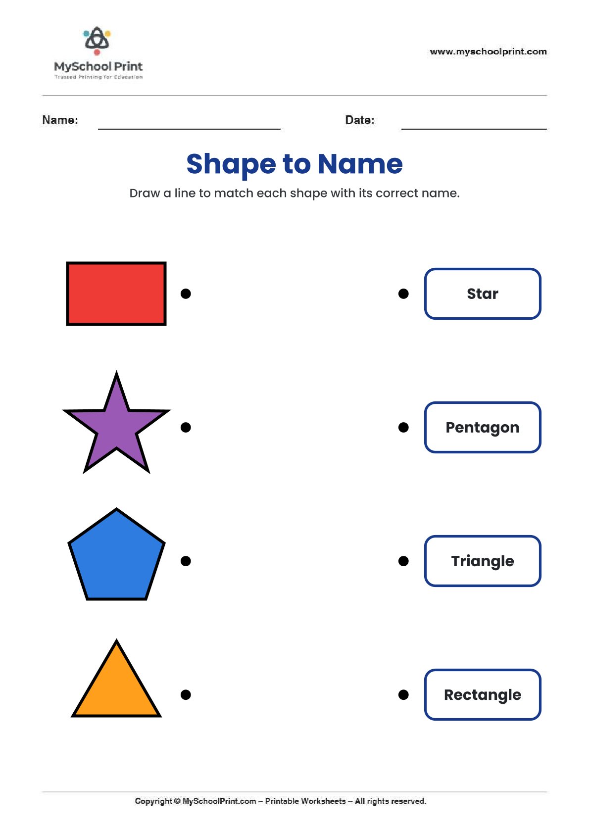 shape matching worksheet 43 for preschool and kindergarten