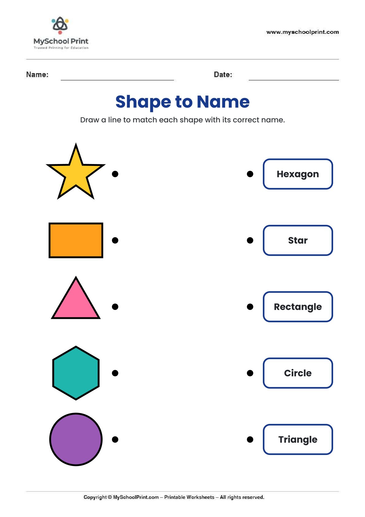 shape matching worksheet 44 for preschool and kindergarten