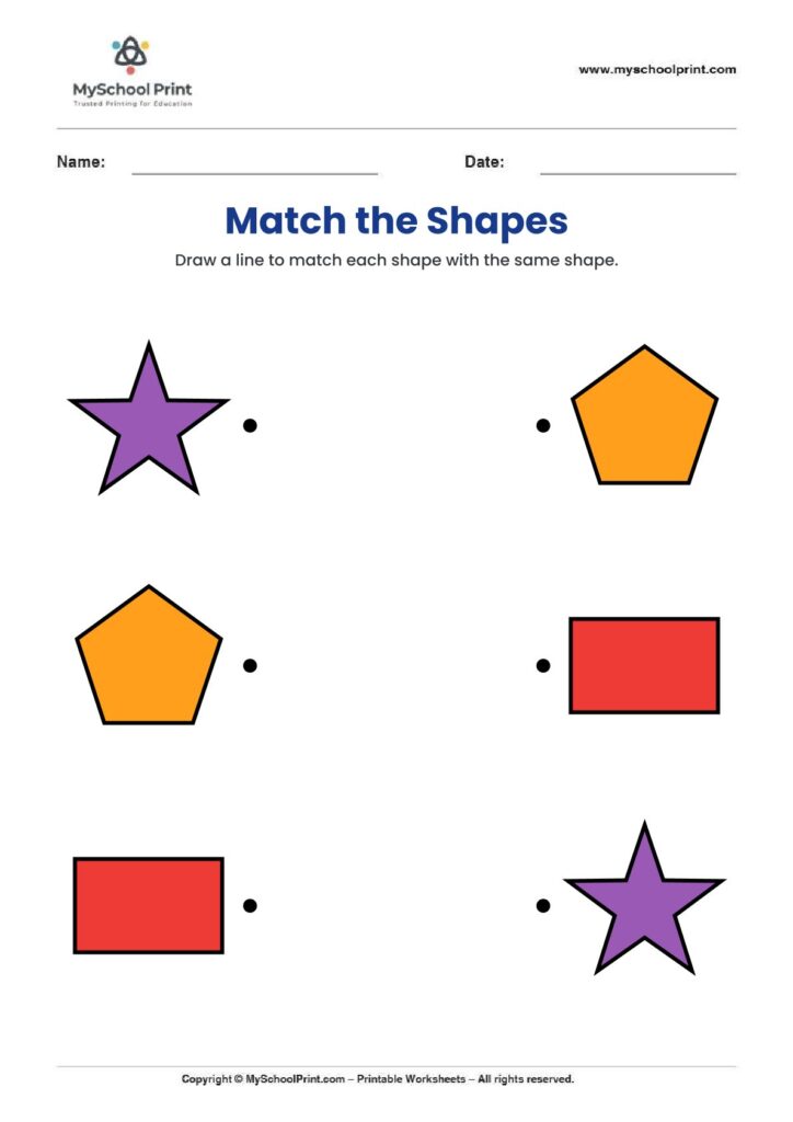 shape matching worksheet 5 for preschool and kindergarten