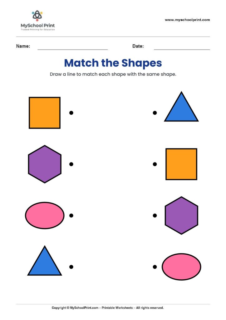 shape matching worksheet 6 for preschool and kindergarten