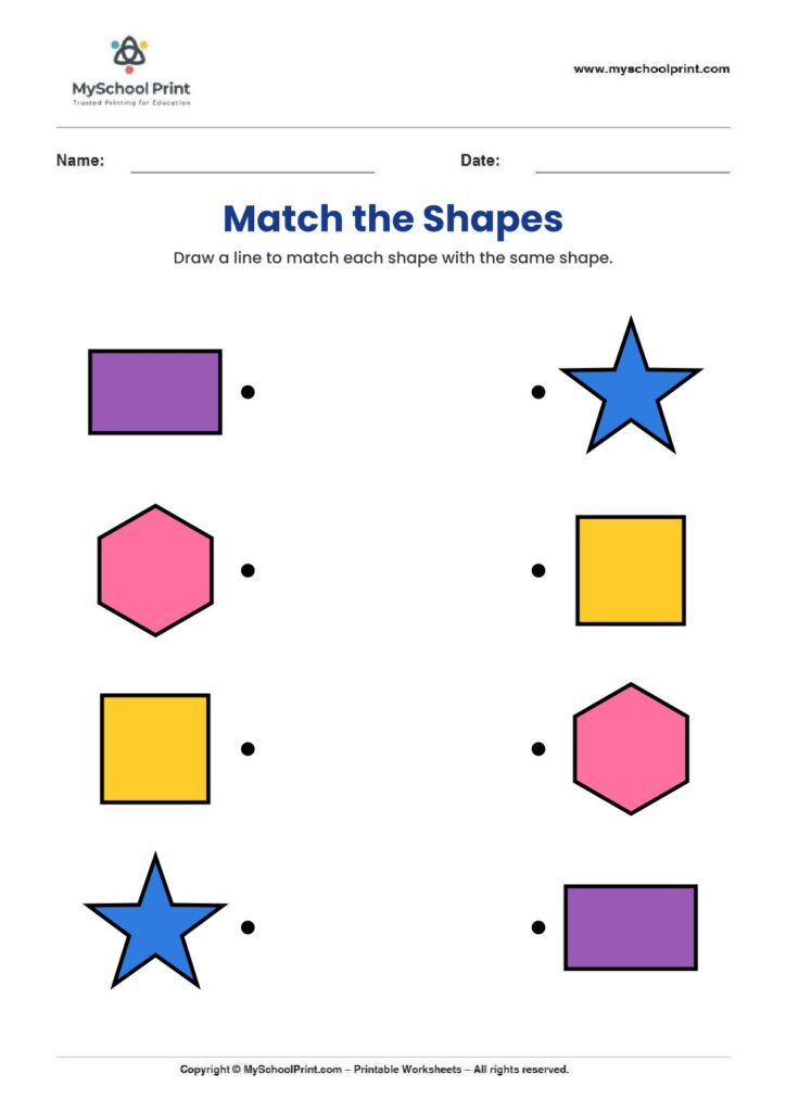 shape matching worksheet 7 for preschool and kindergarten