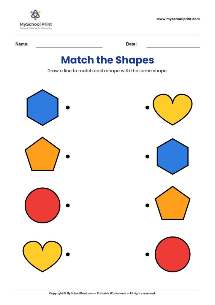 shape matching worksheet 9 for preschool and kindergarten