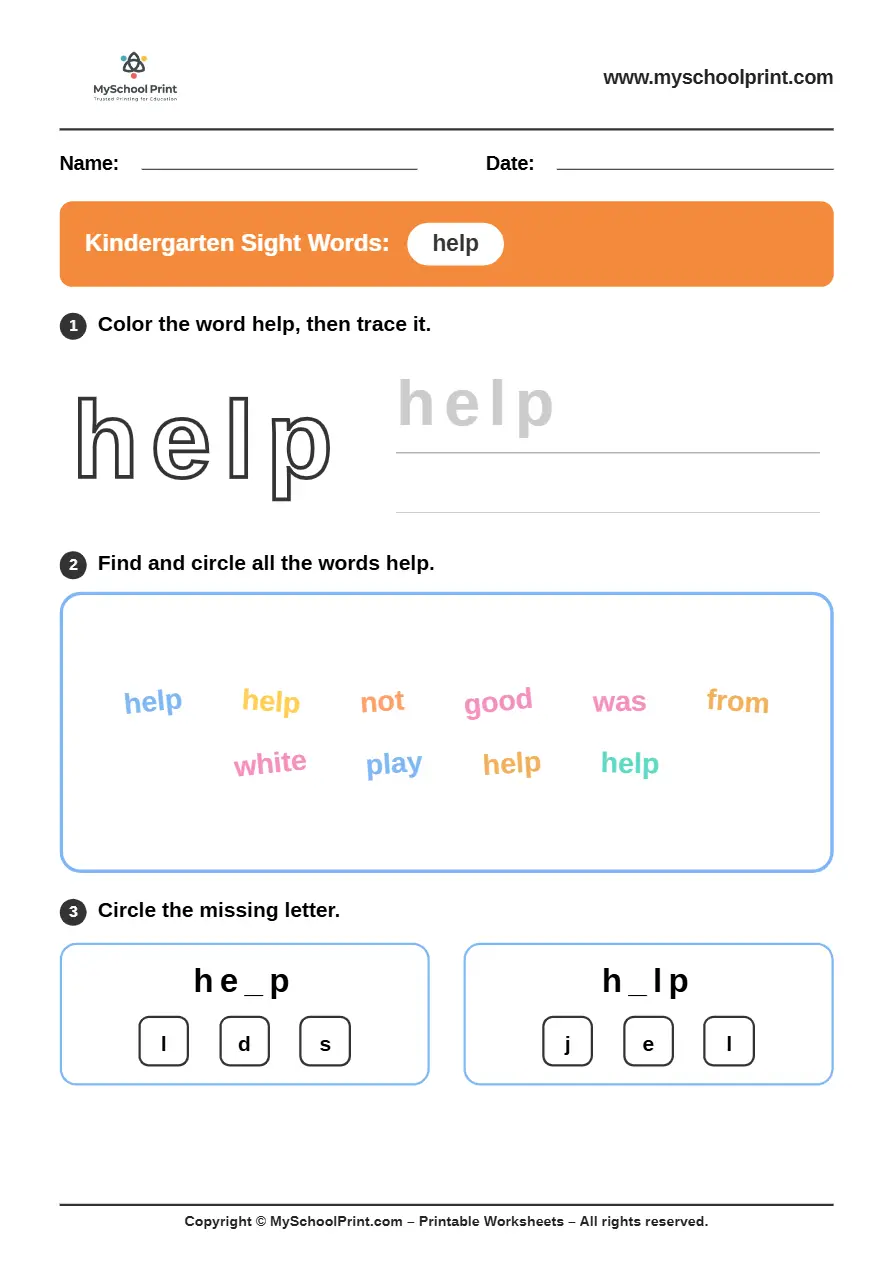 sight words worksheet 13 for kindergarten reading practice