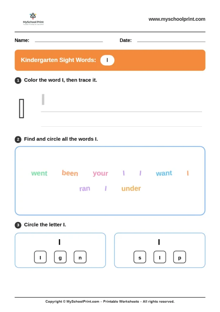 sight words worksheet 15 for kindergarten reading practice