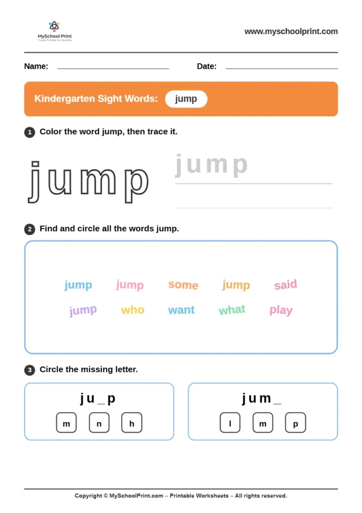 sight words worksheet 19 for kindergarten reading practice