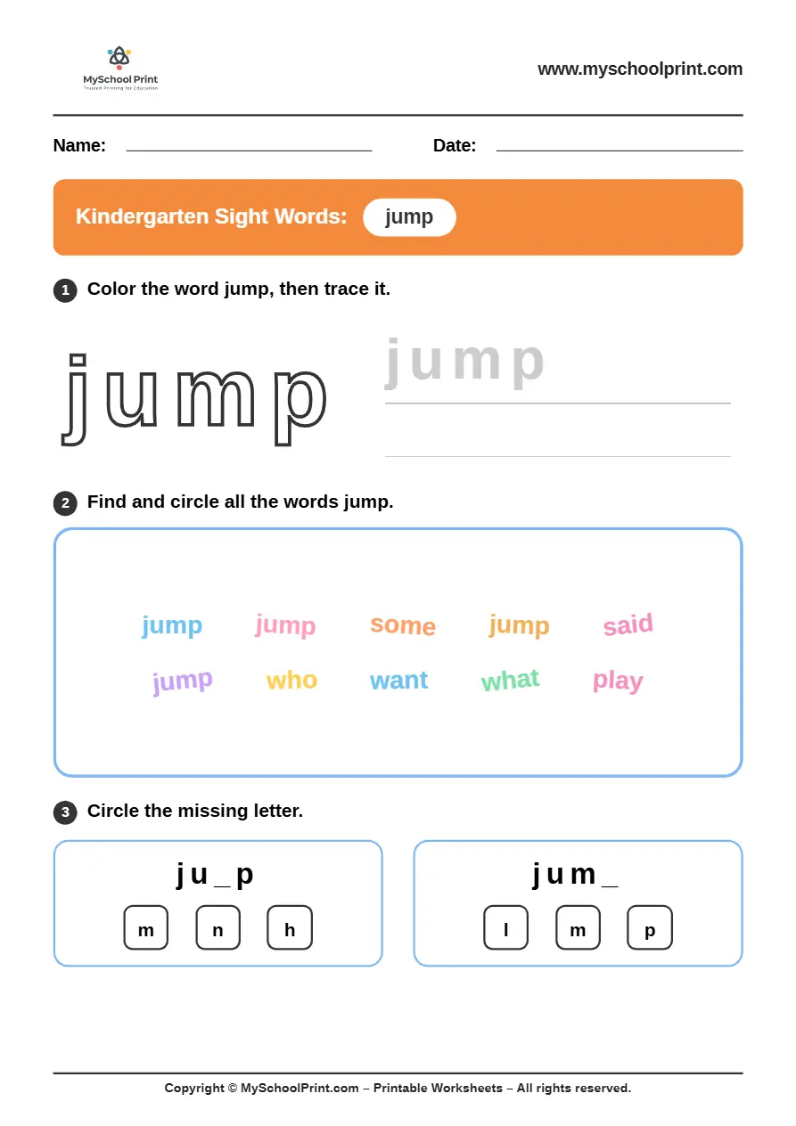sight words worksheet 19 for kindergarten reading practice
