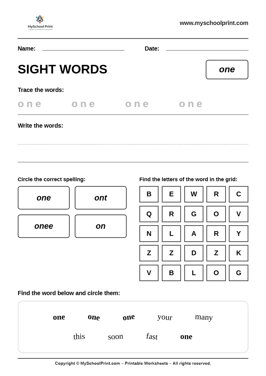 sight words worksheet 26 for kindergarten reading practice