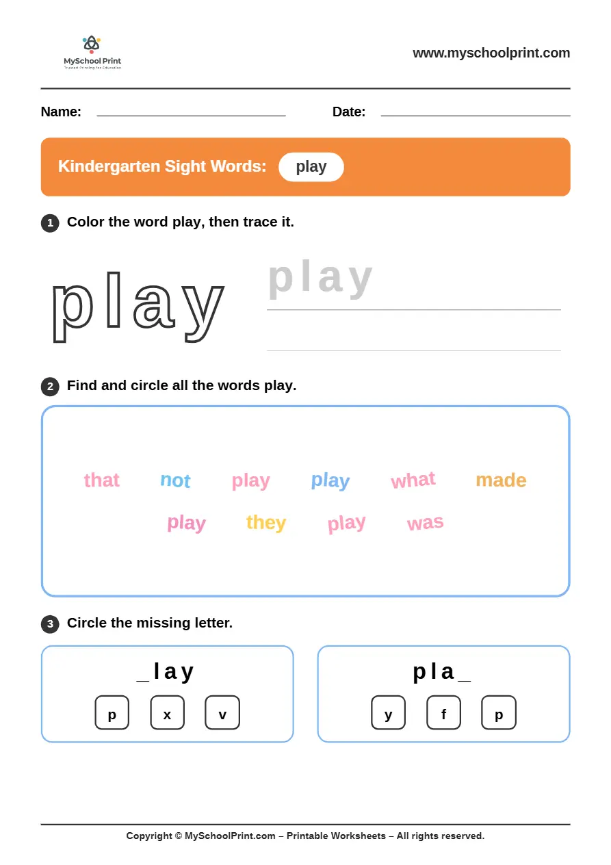 sight words worksheet 27 for kindergarten reading practice