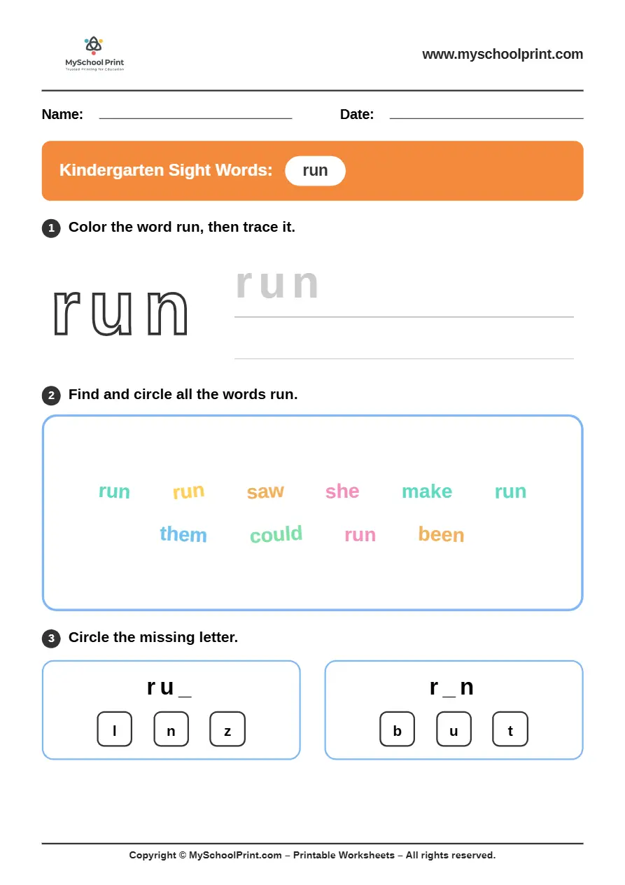 sight words worksheet 29 for kindergarten reading practice