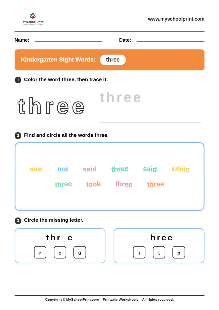 sight words worksheet 33 for kindergarten reading practice