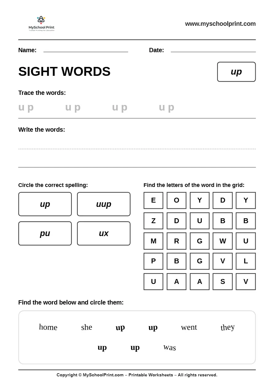sight words worksheet 36 for kindergarten reading practice