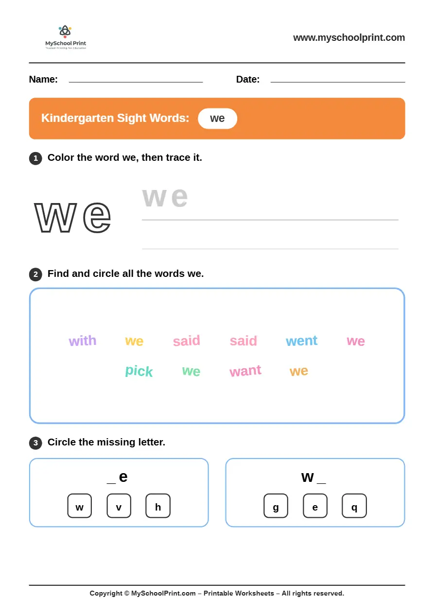 sight words worksheet 37 for kindergarten reading practice
