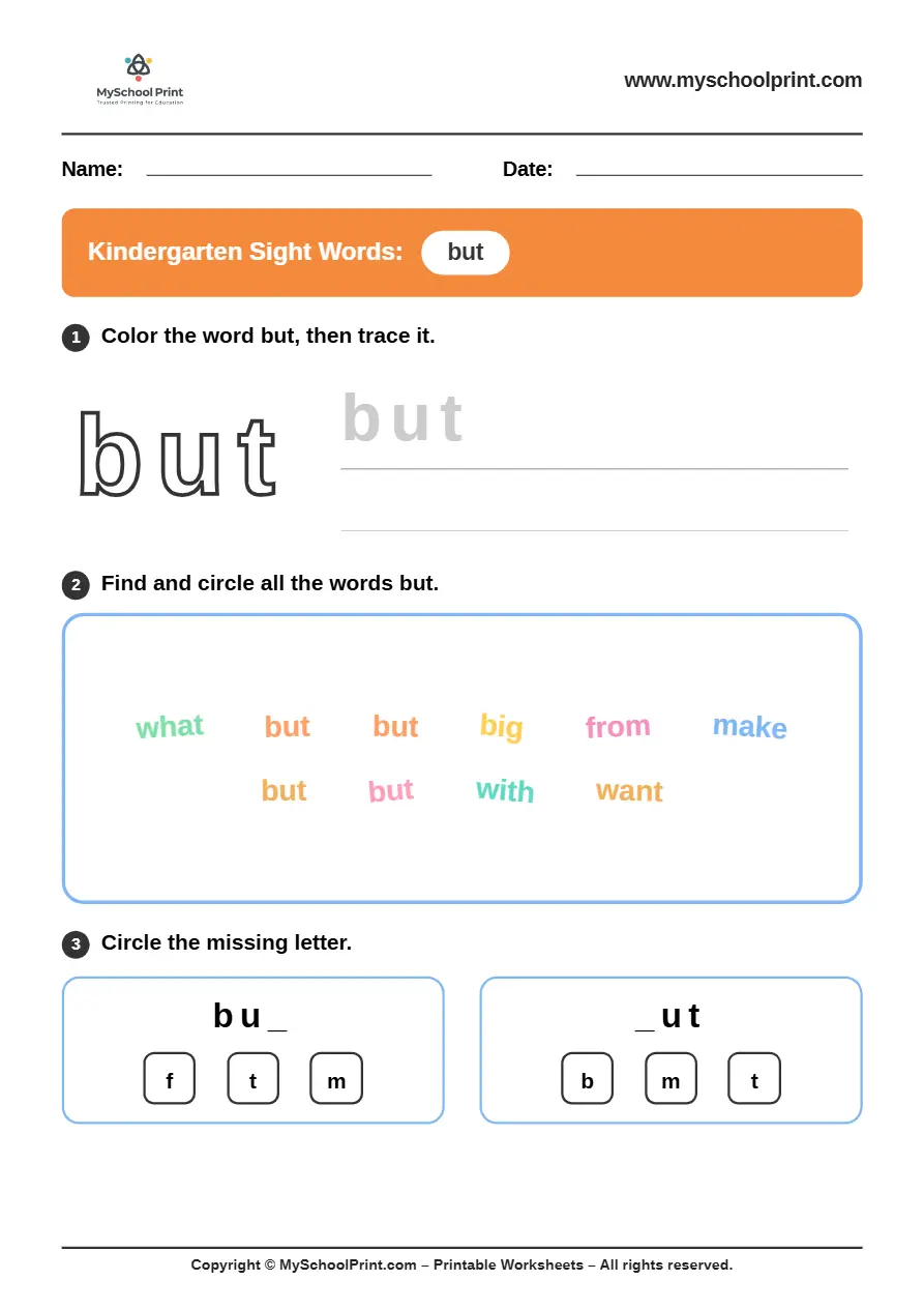 sight words worksheet 49 for kindergarten reading practice