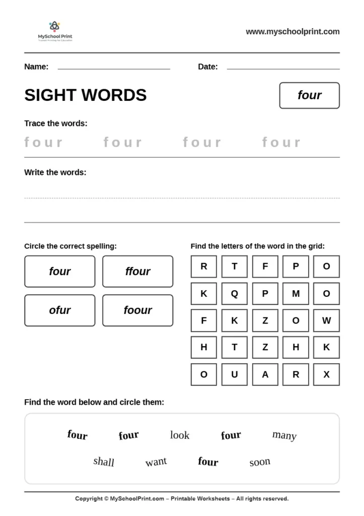 sight words worksheet 54 for kindergarten reading practice