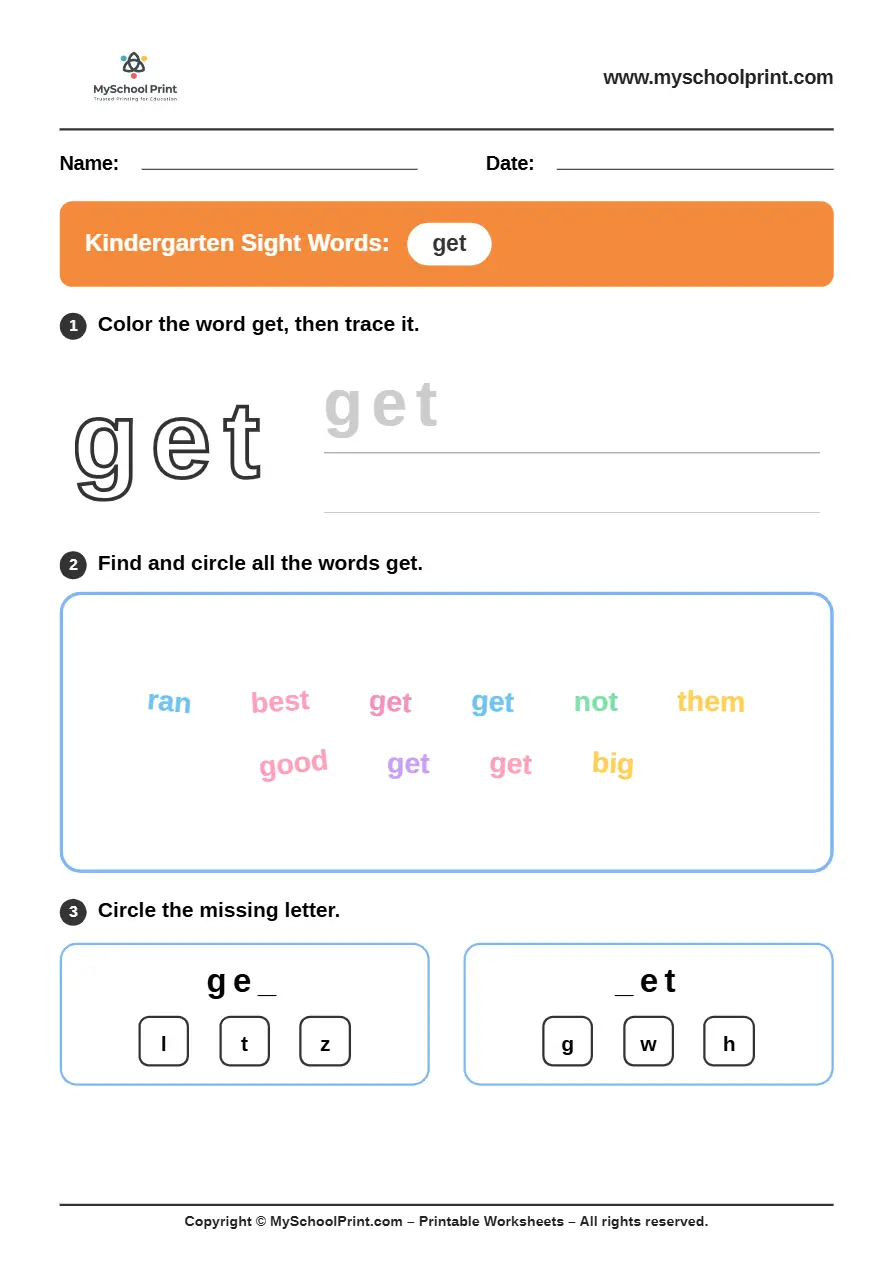 sight words worksheet 55 for kindergarten reading practice