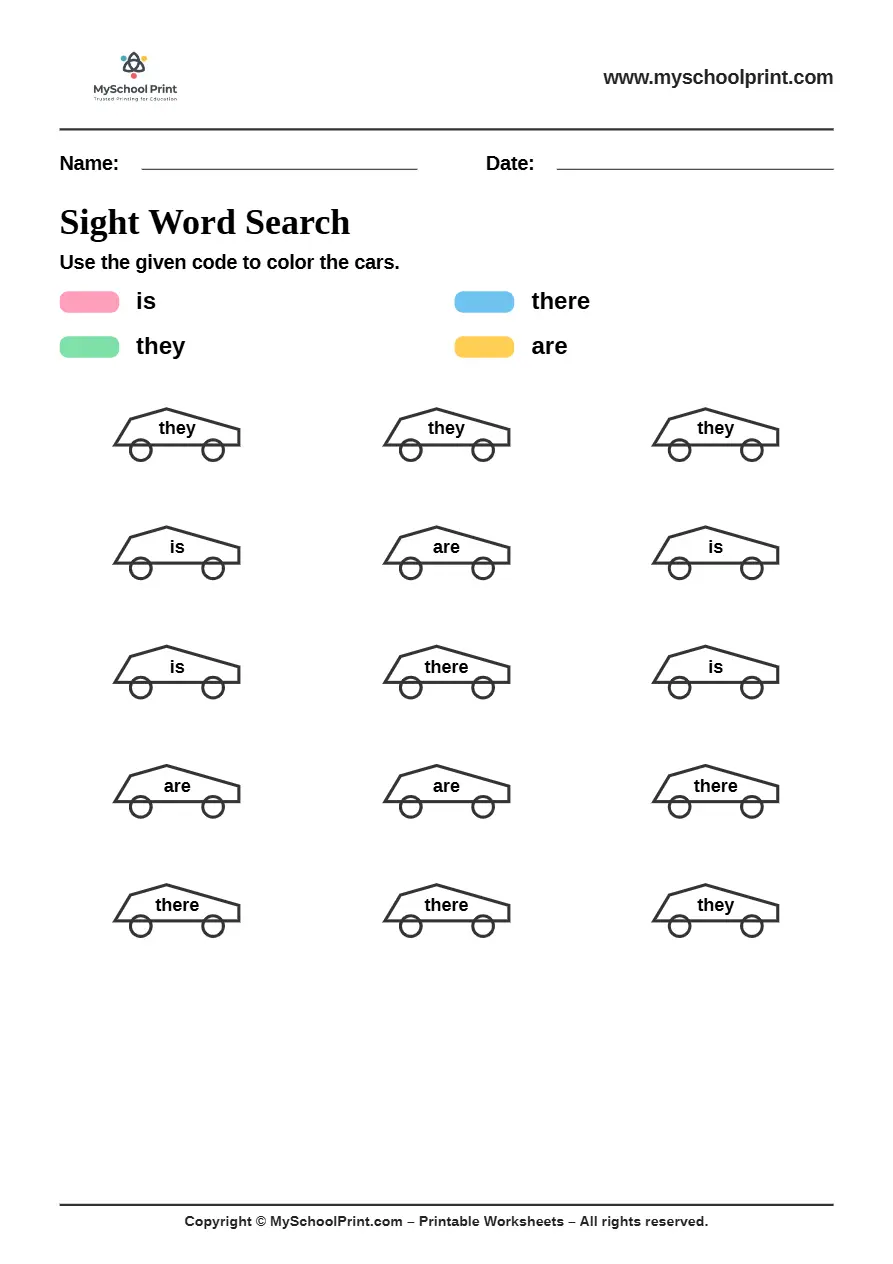 sight words worksheet 57 for kindergarten reading practice