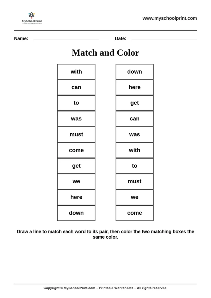 sight words worksheet 59 for kindergarten reading practice