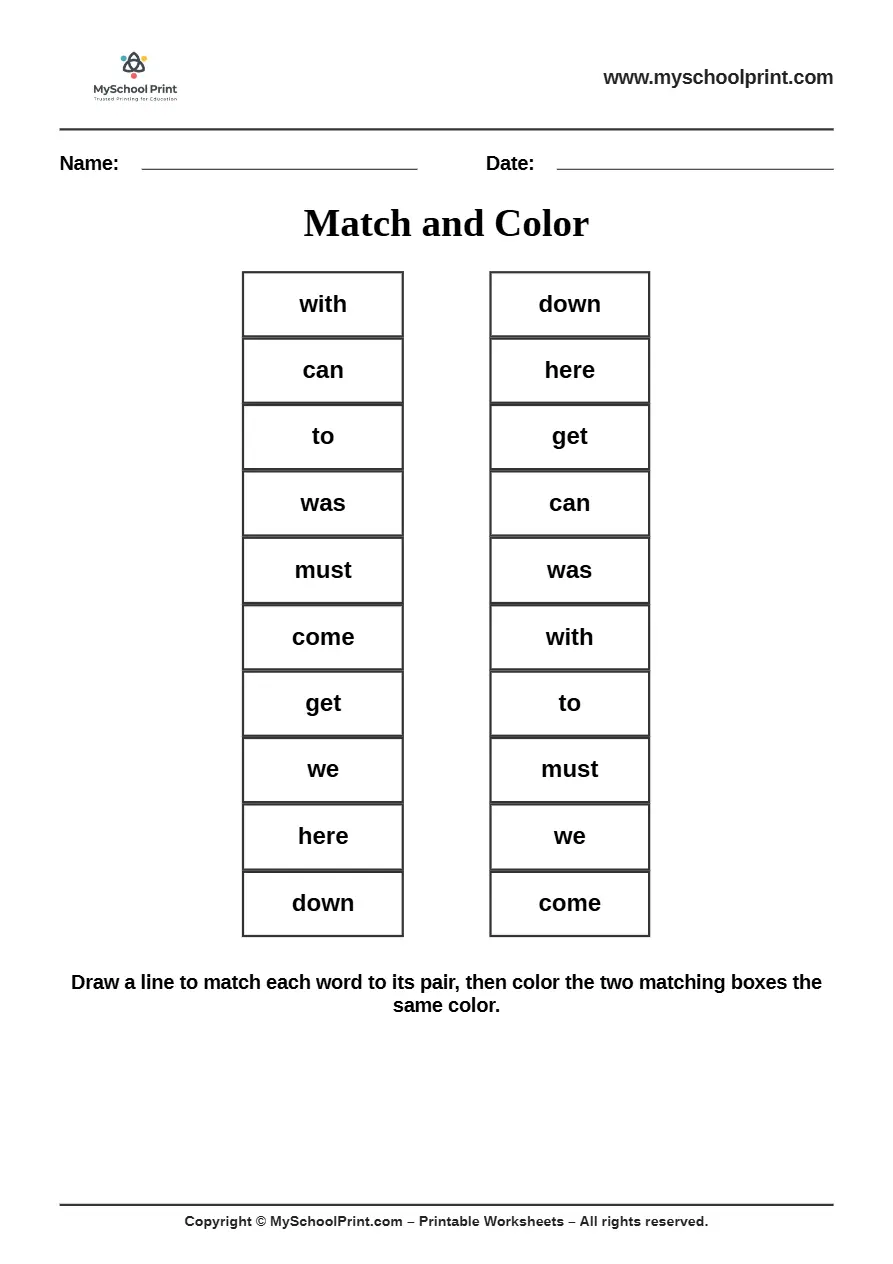 sight words worksheet 59 for kindergarten reading practice