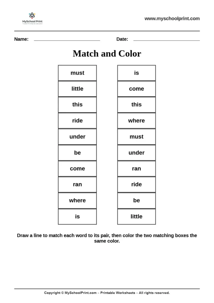 sight words worksheet 61 for kindergarten reading practice