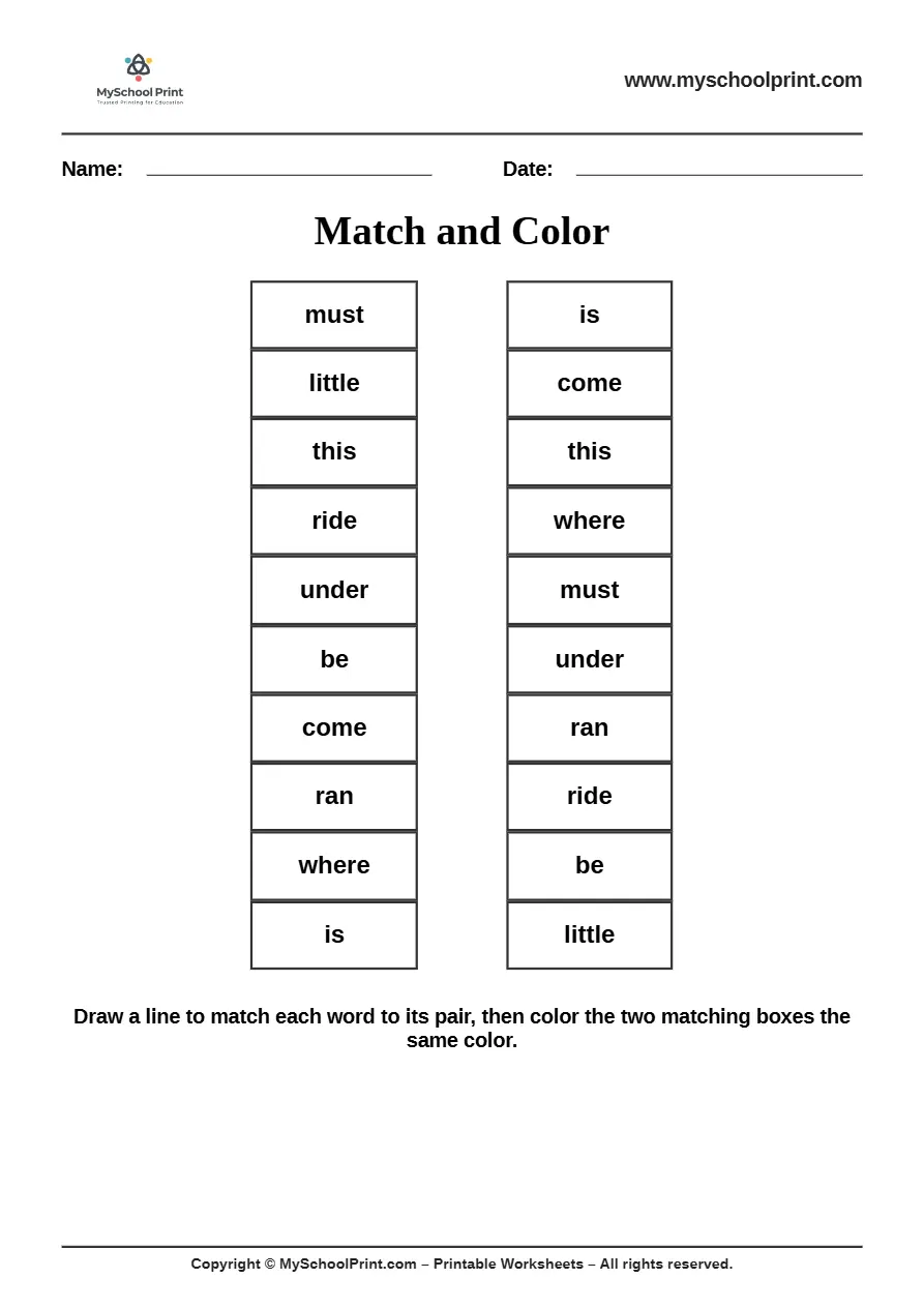sight words worksheet 61 for kindergarten reading practice