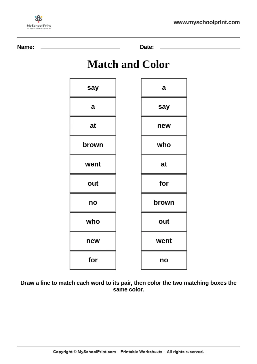 sight words worksheet 63 for kindergarten reading practice