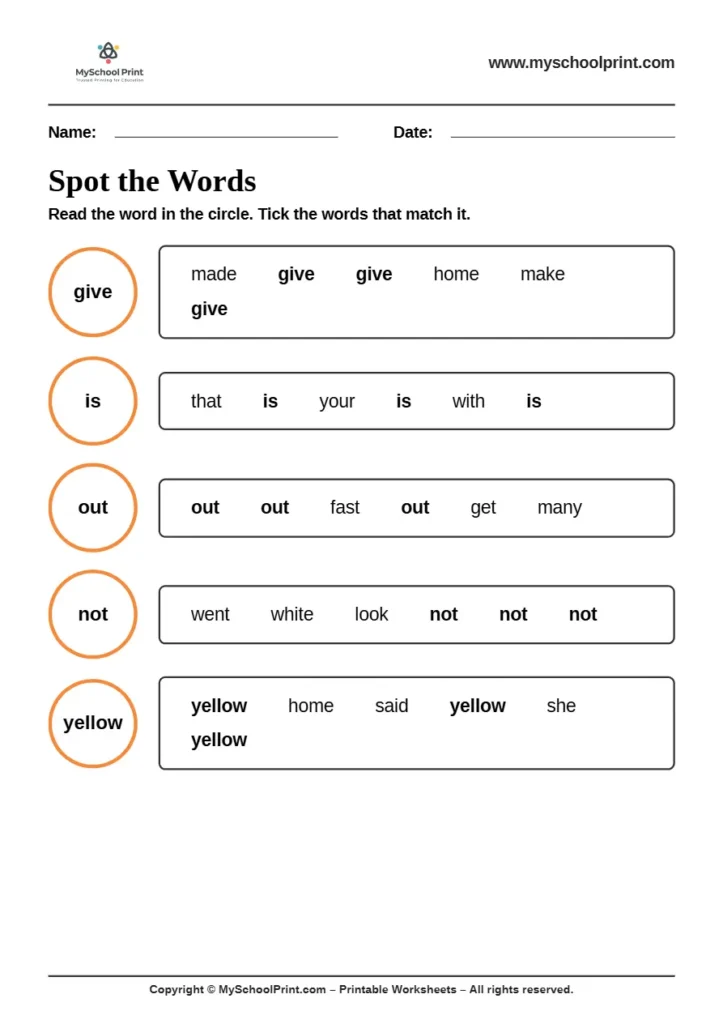 sight words worksheet 65 for kindergarten reading practice