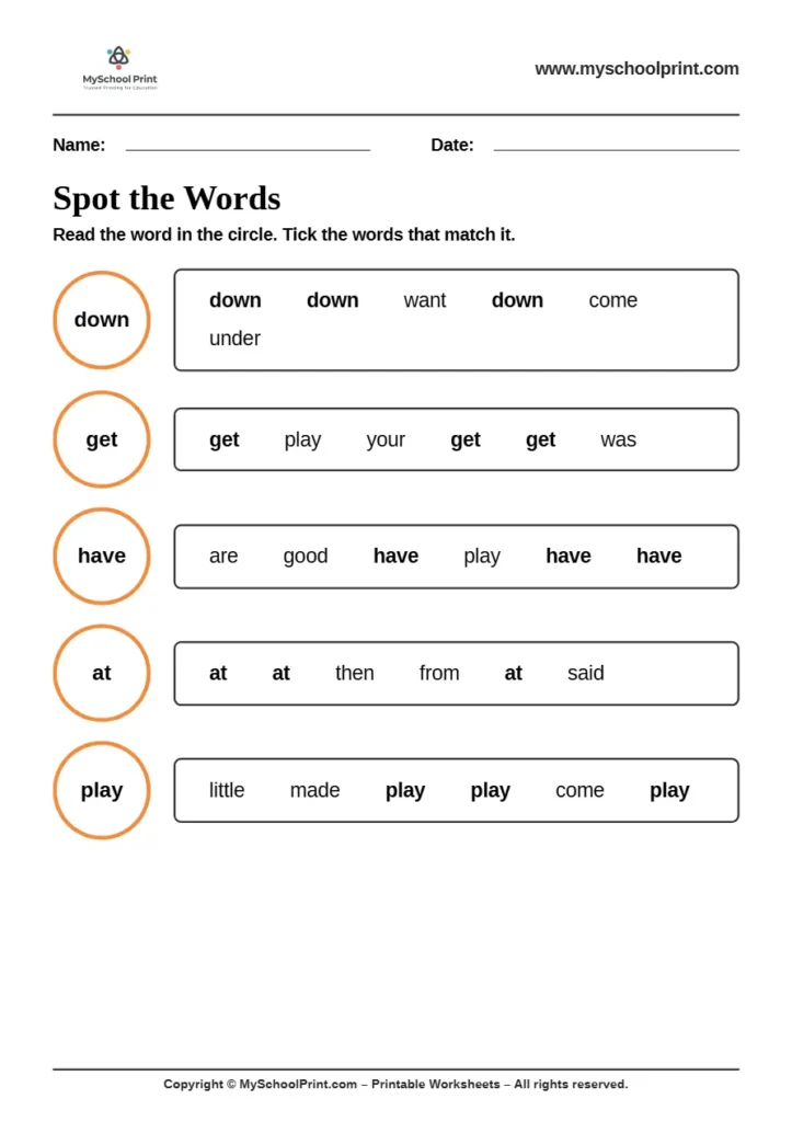 sight words worksheet 66 for kindergarten reading practice