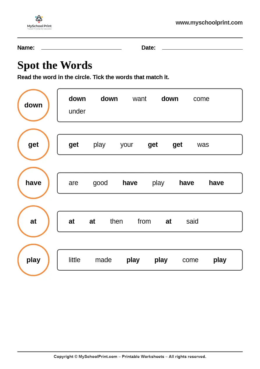 sight words worksheet 66 for kindergarten reading practice