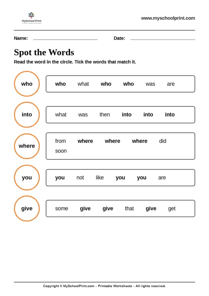 sight words worksheet 67 for kindergarten reading practice