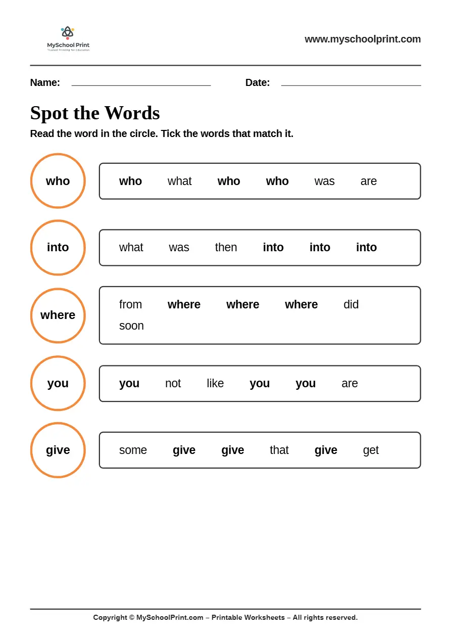 sight words worksheet 67 for kindergarten reading practice