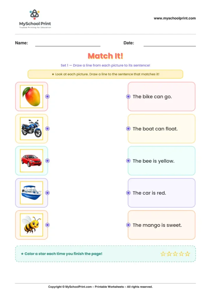 Simple English Reading Worksheet 100 for Kindergarten