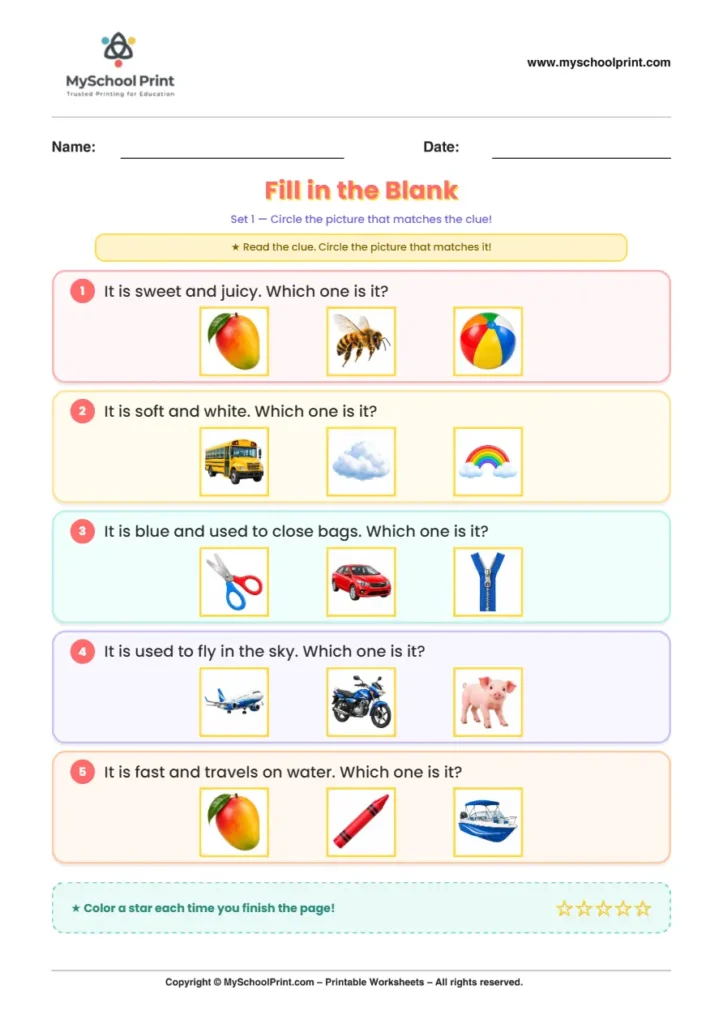 Simple English Reading Worksheet 101 for Kindergarten