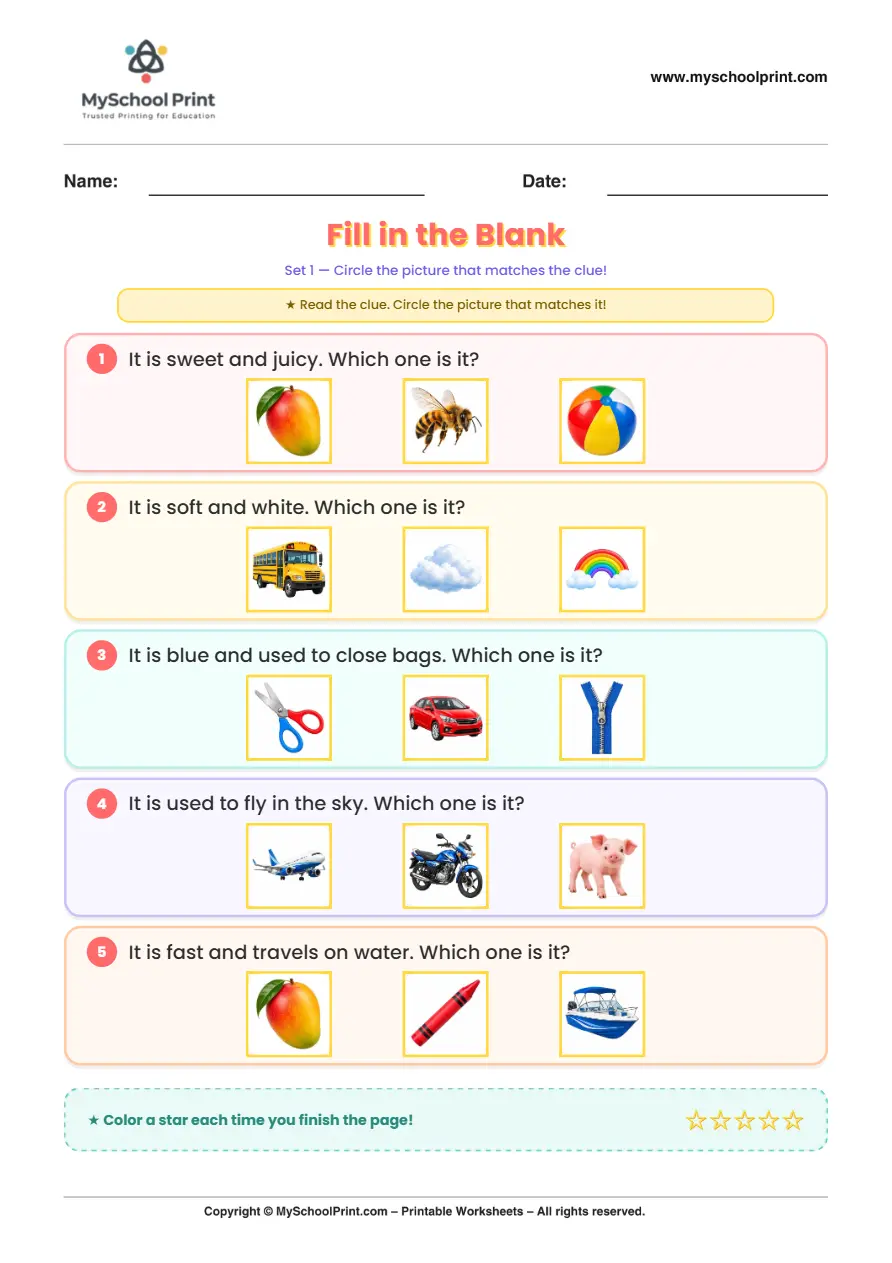 Simple English Reading Worksheet 101 for Kindergarten