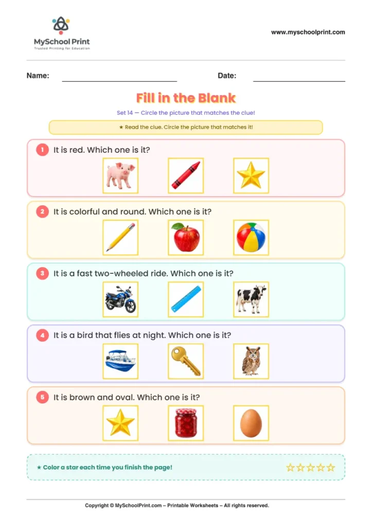 Simple English Reading Worksheet 102 for Kindergarten