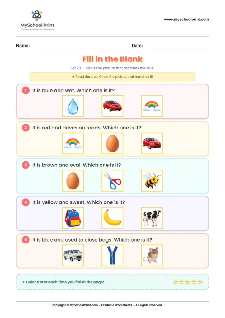 Simple English Reading Worksheet 106 for Kindergarten