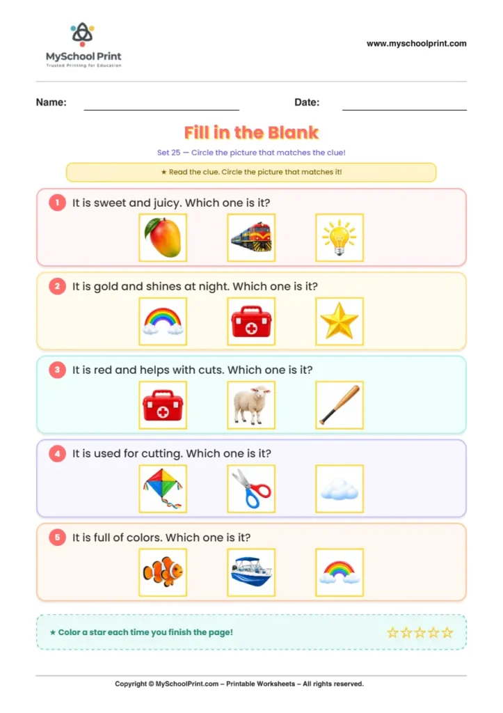 Simple English Reading Worksheet 110 for Kindergarten