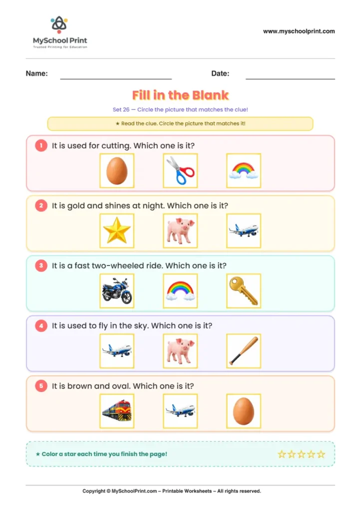Simple English Reading Worksheet 111 for Kindergarten