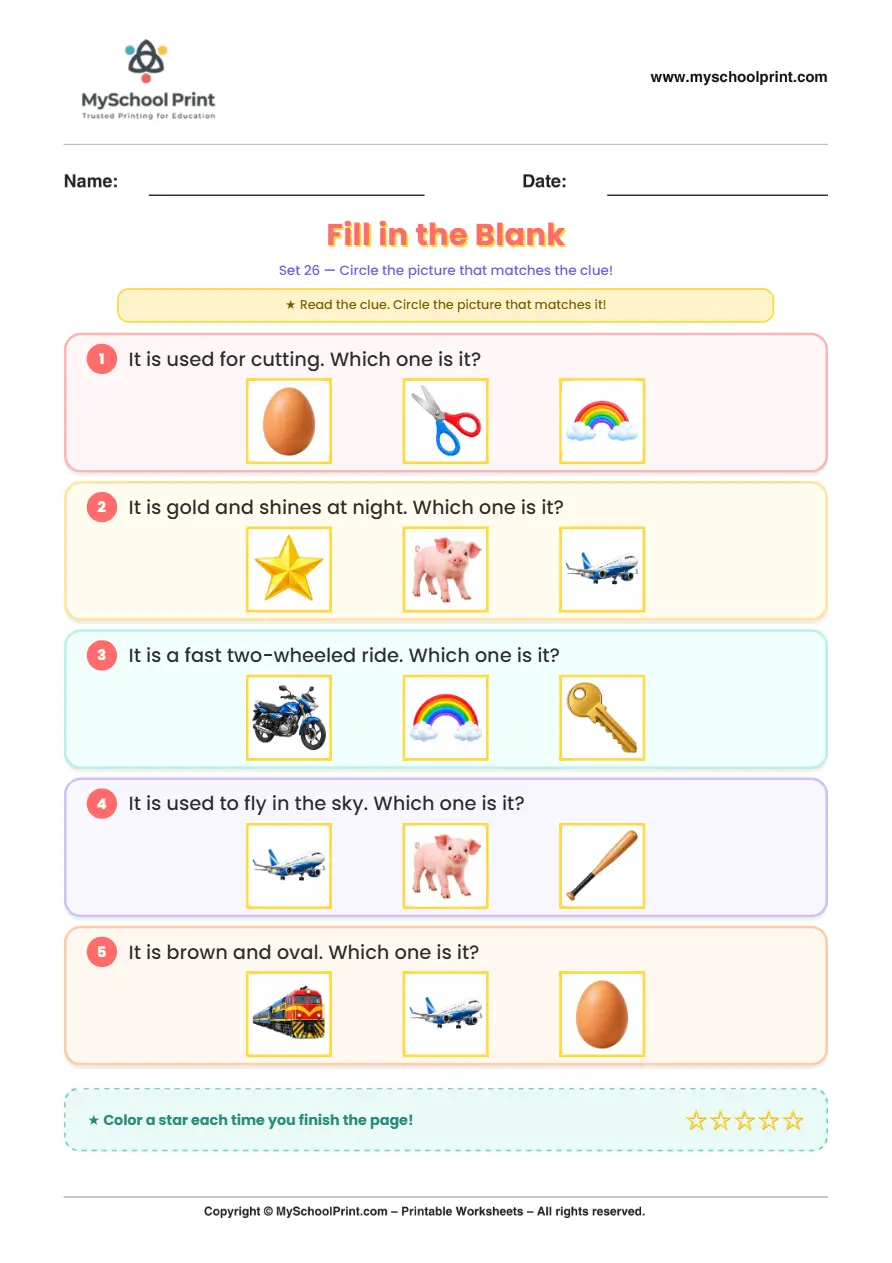 Simple English Reading Worksheet 111 for Kindergarten