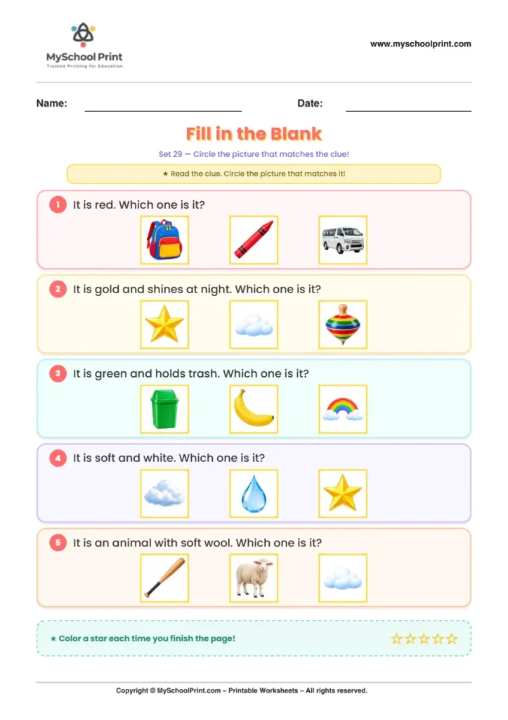 Simple English Reading Worksheet 114 for Kindergarten
