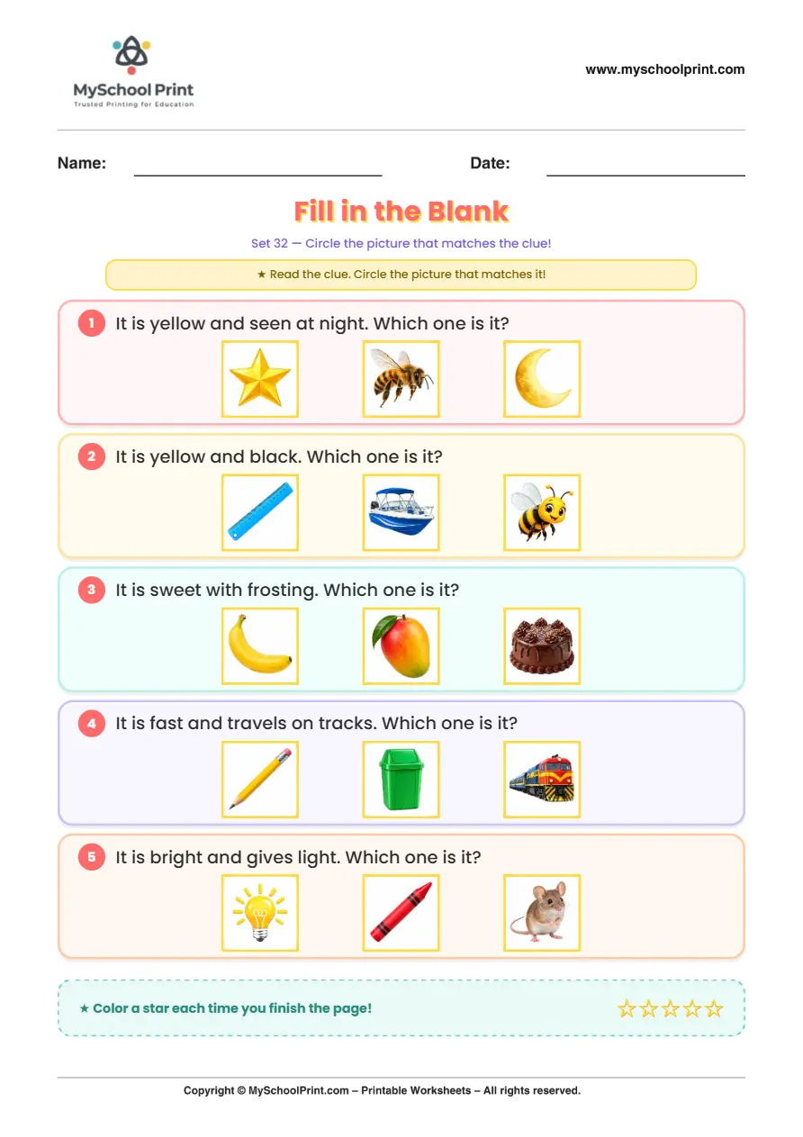 Simple English Reading Worksheet 116 for Kindergarten