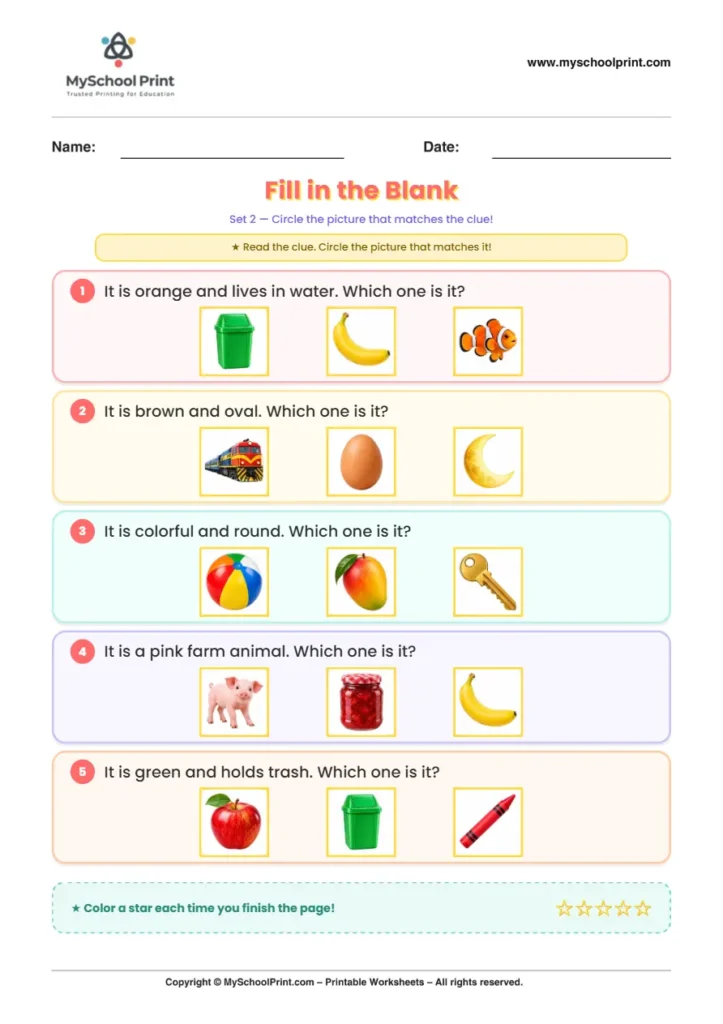 Simple English Reading Worksheet 118 for Kindergarten
