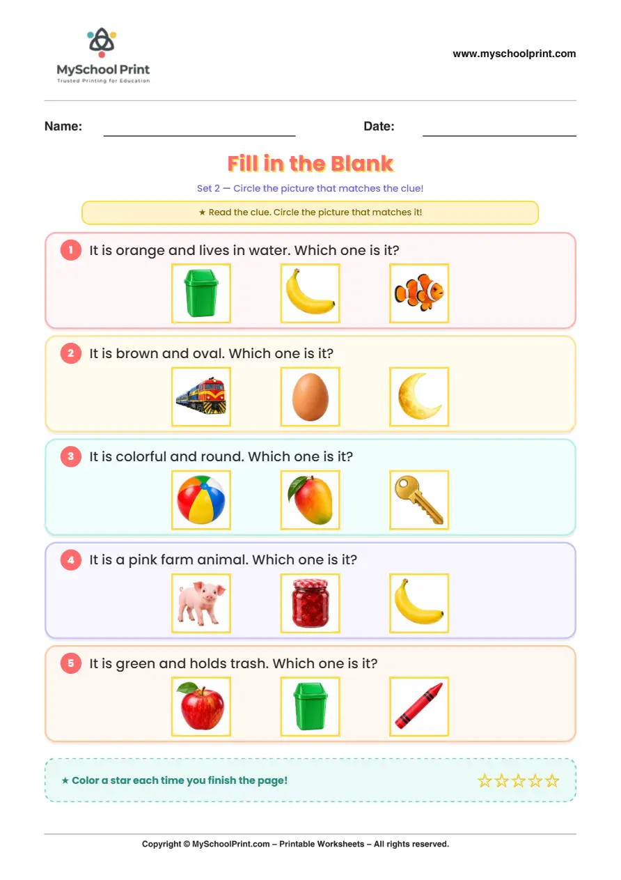 Simple English Reading Worksheet 118 for Kindergarten