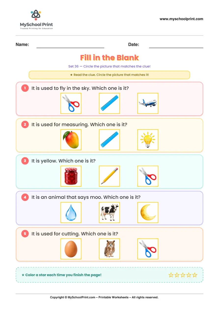 Simple English Reading Worksheet 119 for Kindergarten