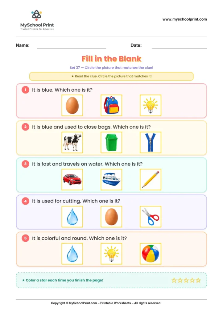 Simple English Reading Worksheet 120 for Kindergarten