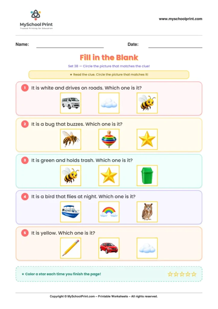 Simple English Reading Worksheet 123 for Kindergarten