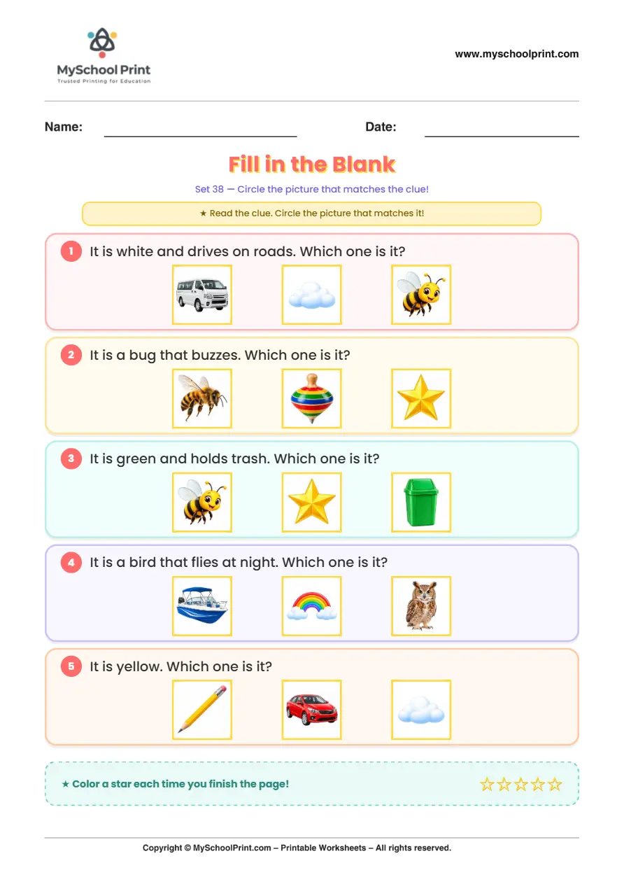 Simple English Reading Worksheet 123 for Kindergarten