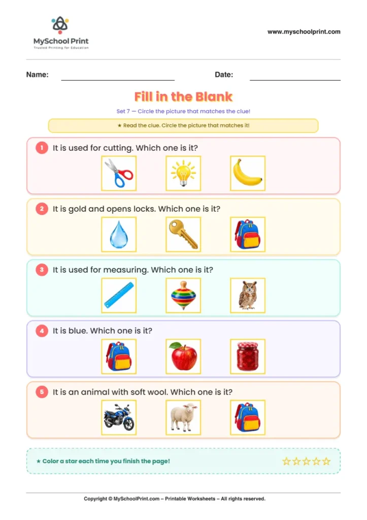 Simple English Reading Worksheet 127 for Kindergarten